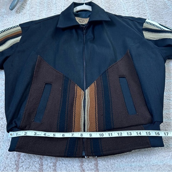 Buffalo Nickel Southwest Bald Eagle Cropped Bomber Jacket Black Western Size XS - Picture 8 of 14